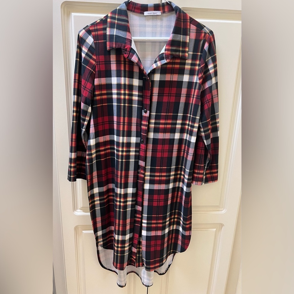 Flannel plaid Kimono or shirt - size Medium